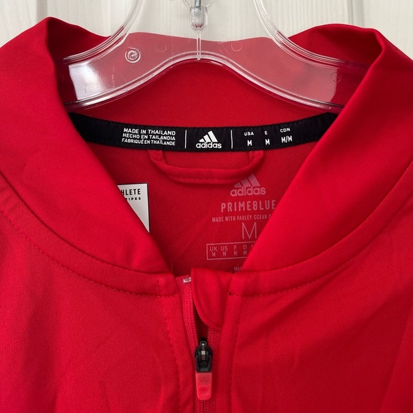 NWT Adidas Men’s Sideline 1/4-Zip Knit Pullover M Red / White - Picture 3 of 16